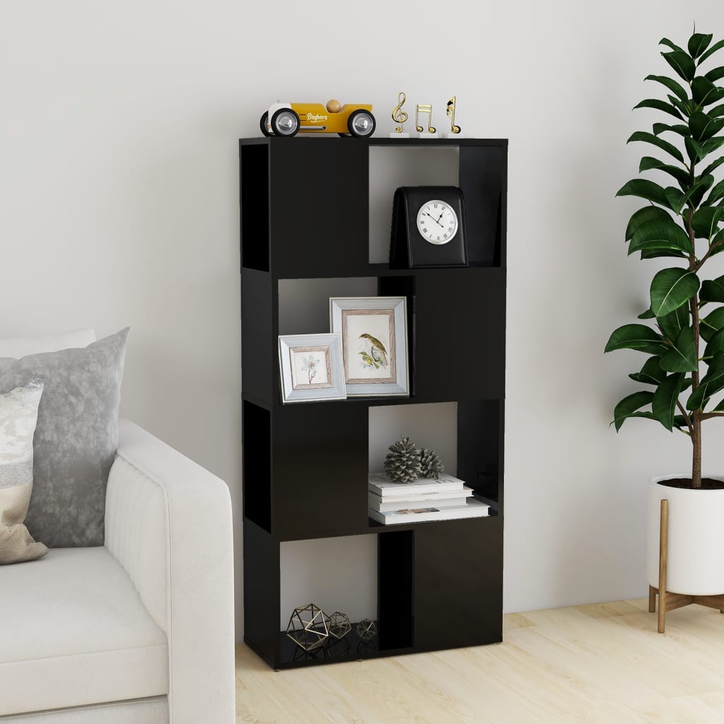 Bibliothèque/Séparateur de pièce Noir brillant Bois ingénierie - XIOS