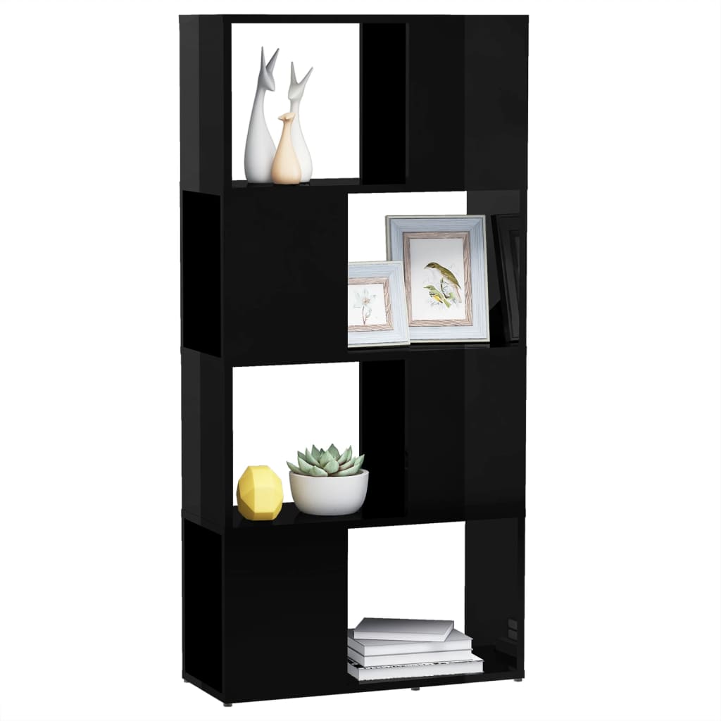 Bibliothèque/Séparateur de pièce Noir brillant Bois ingénierie - XIOS