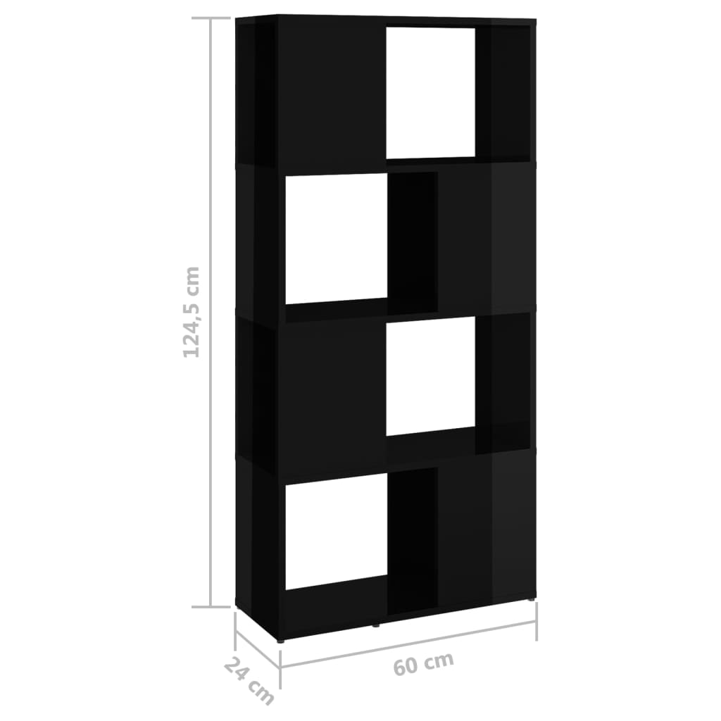 Bibliothèque/Séparateur de pièce Noir brillant Bois ingénierie - XIOS