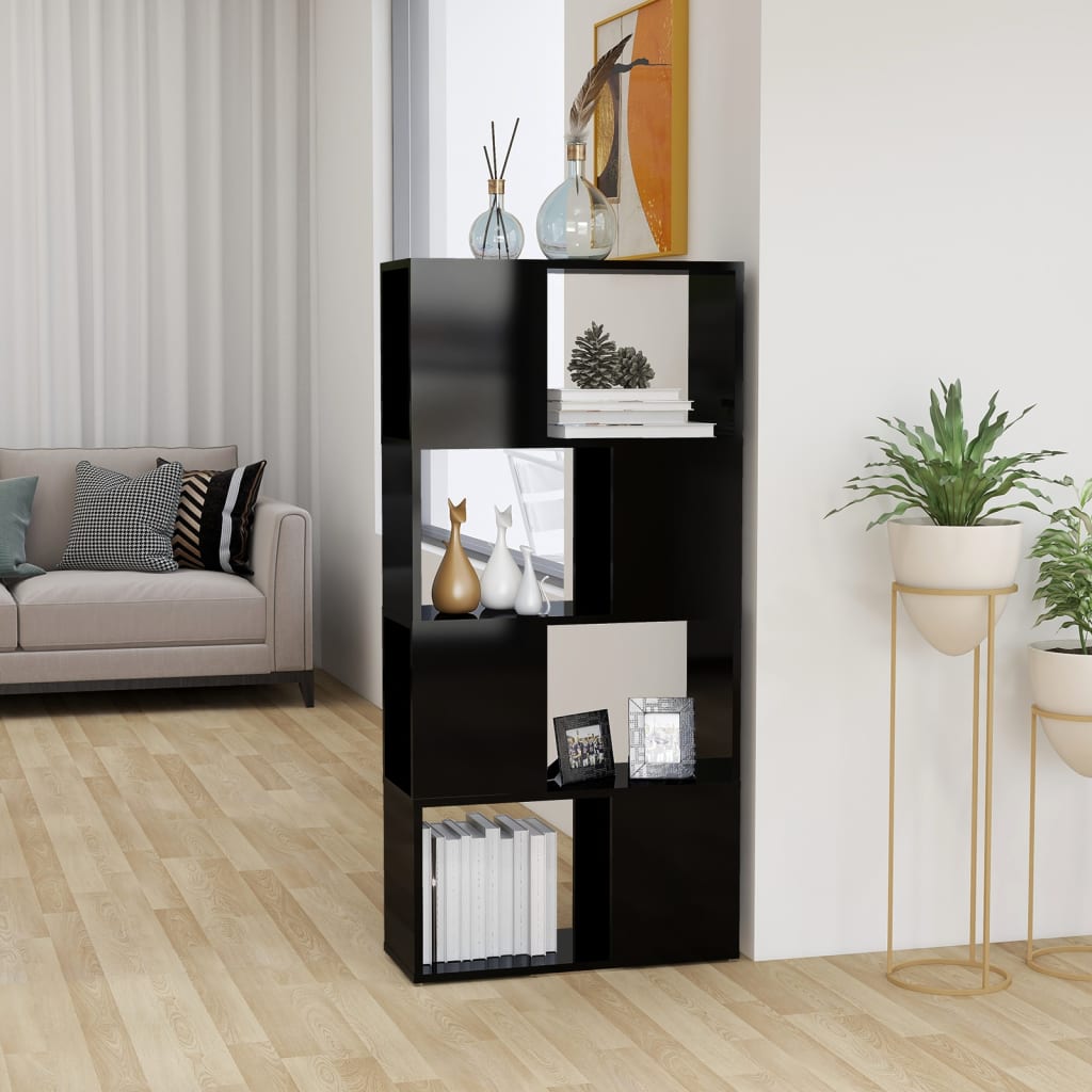 Bibliothèque/Séparateur de pièce Noir brillant Bois ingénierie - XIOS