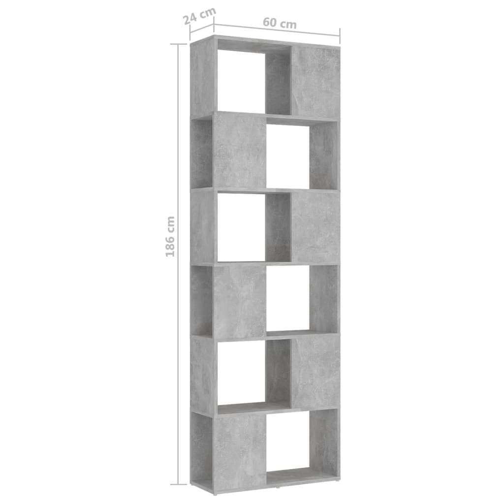 Bibliothèque/Séparateur de pièce Gris béton 60x24x186 cm - XIOS