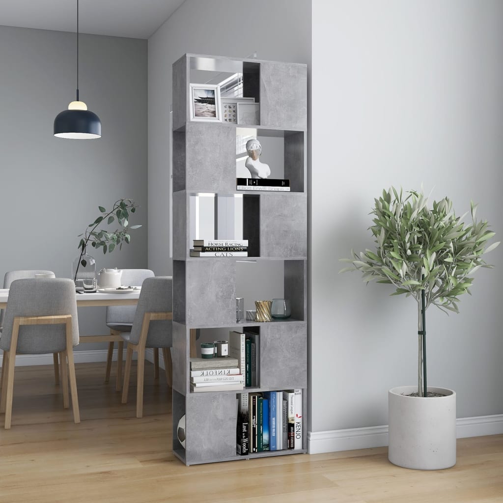 Bibliothèque/Séparateur de pièce Gris béton 60x24x186 cm - XIOS