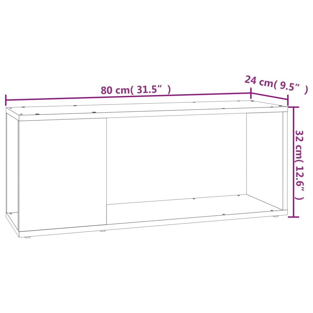 Meuble TV Blanc 80x24x32 cm Bois d'ingénierie - XIOS