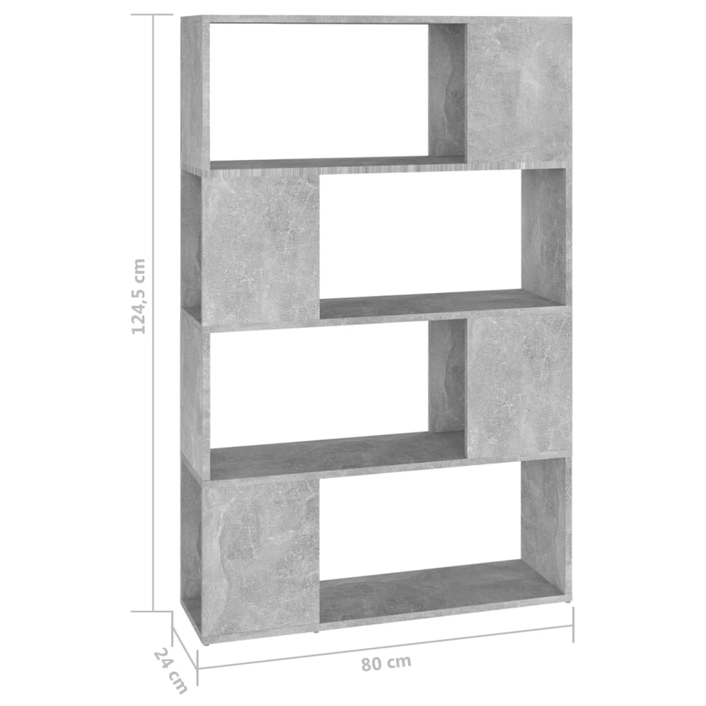 Bibliothèque/Séparateur de pièce Gris béton 80x24x124,5 cm - XIOS