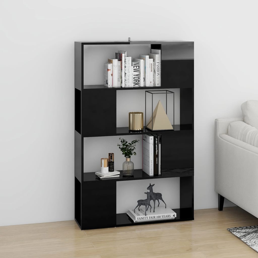 Bibliothèque/Séparateur de pièce Noir brillant 80x24x124,5 cm - XIOS