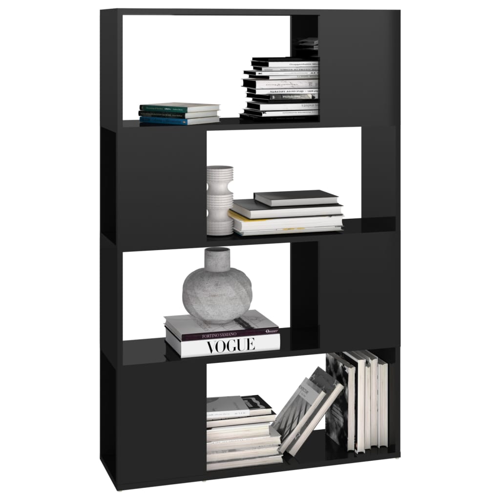 Bibliothèque/Séparateur de pièce Noir brillant 80x24x124,5 cm - XIOS
