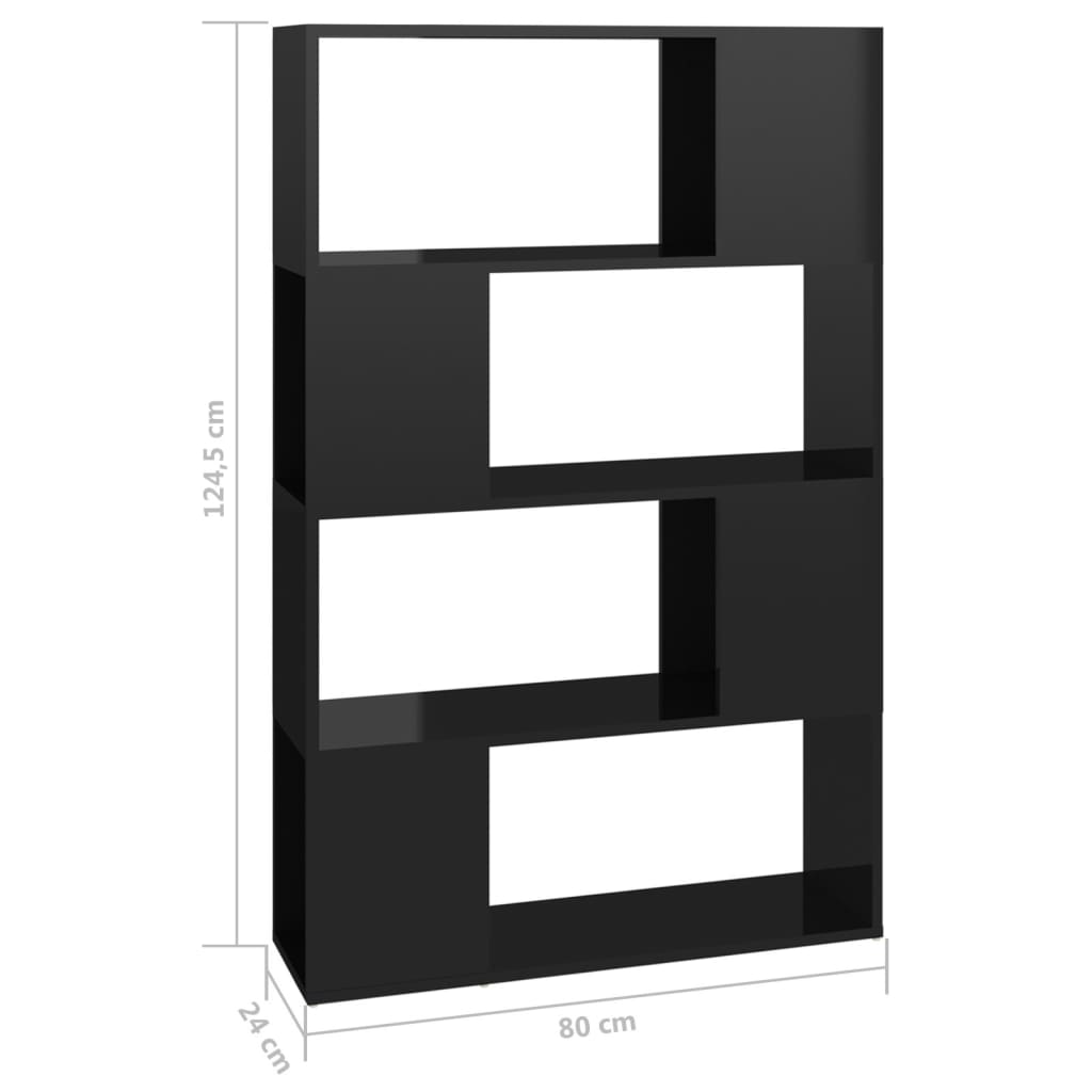 Bibliothèque/Séparateur de pièce Noir brillant 80x24x124,5 cm - XIOS