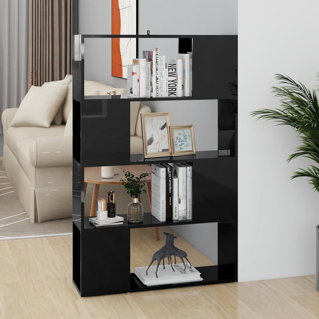 Bibliothèque/Séparateur de pièce Noir brillant 80x24x124,5 cm - XIOS