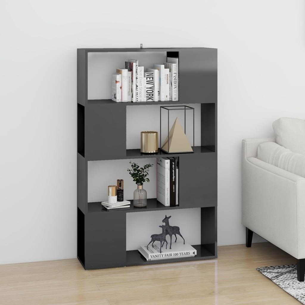 Bibliothèque/Séparateur de pièce Gris brillant 80x24x124,5 cm - XIOS