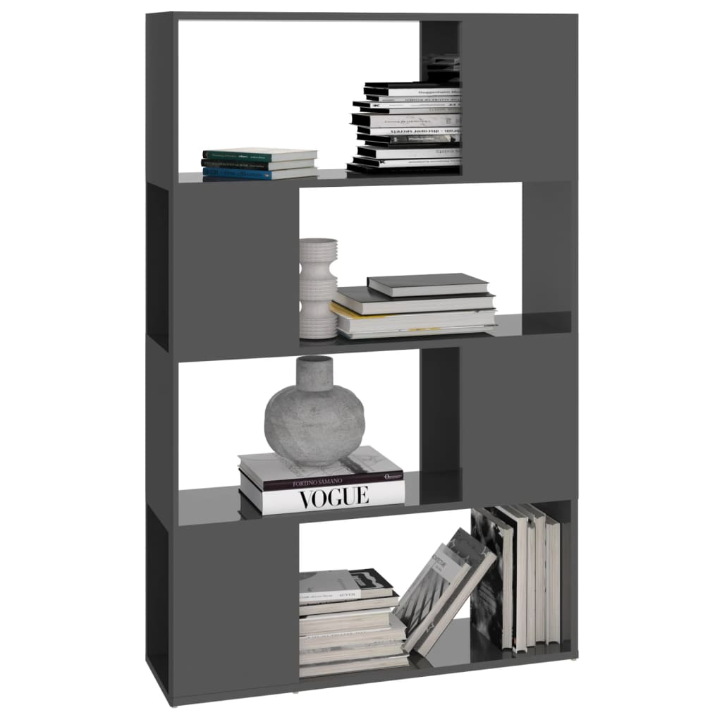 Bibliothèque/Séparateur de pièce Gris brillant 80x24x124,5 cm - XIOS