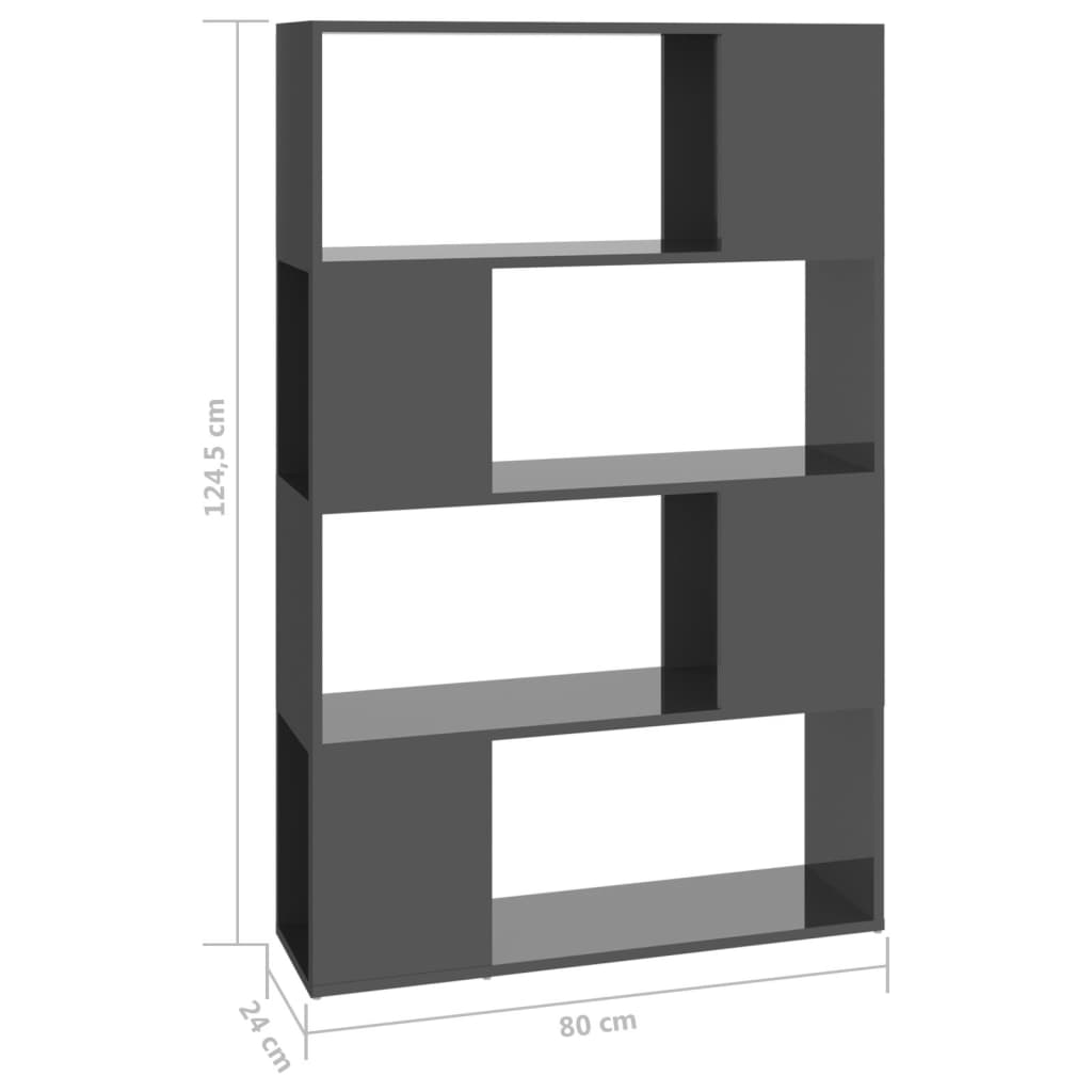 Bibliothèque/Séparateur de pièce Gris brillant 80x24x124,5 cm - XIOS