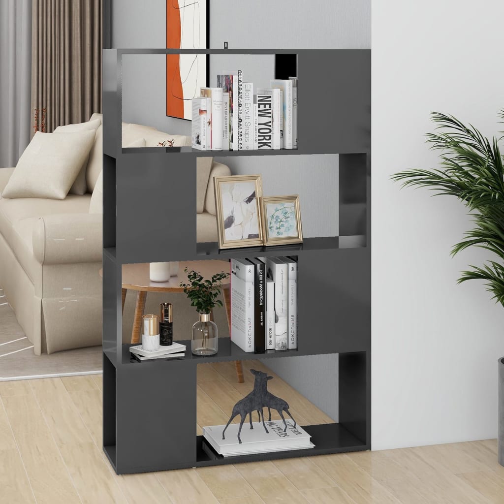 Bibliothèque/Séparateur de pièce Gris brillant 80x24x124,5 cm - XIOS