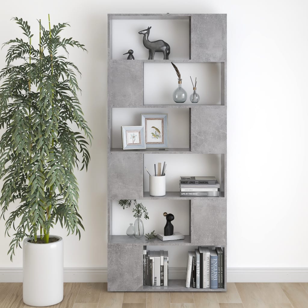 Bibliothèque/Séparateur de pièce Gris béton Bois d'ingénierie - XIOS