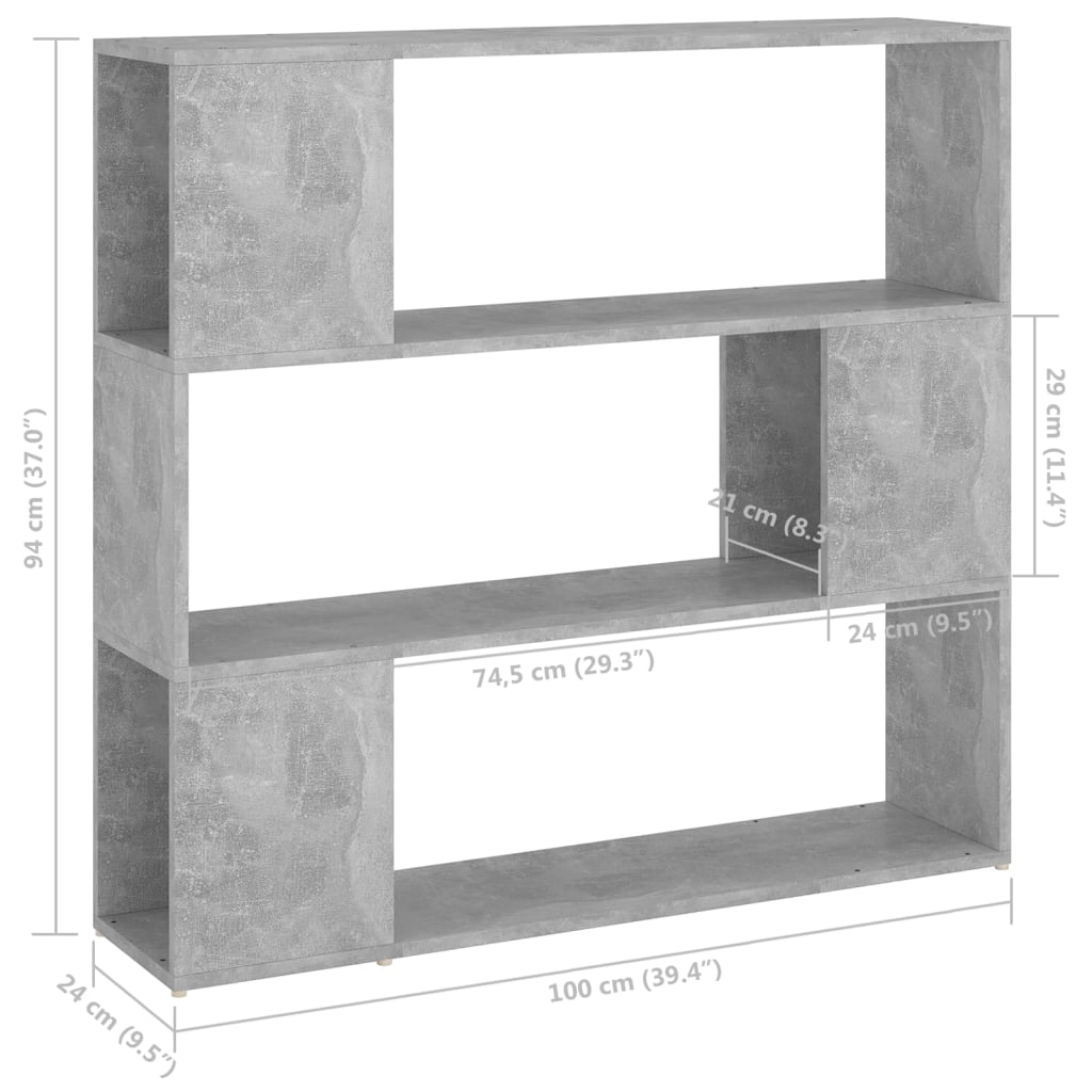 Bibliothèque/Séparateur de pièce Gris béton 100x24x94 cm - XIOS