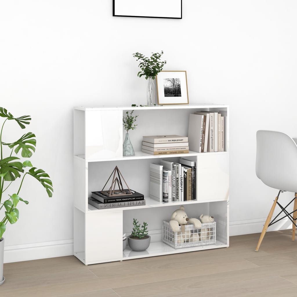 Bibliothèque/Séparateur de pièce Blanc brillant 100x24x94 cm - XIOS