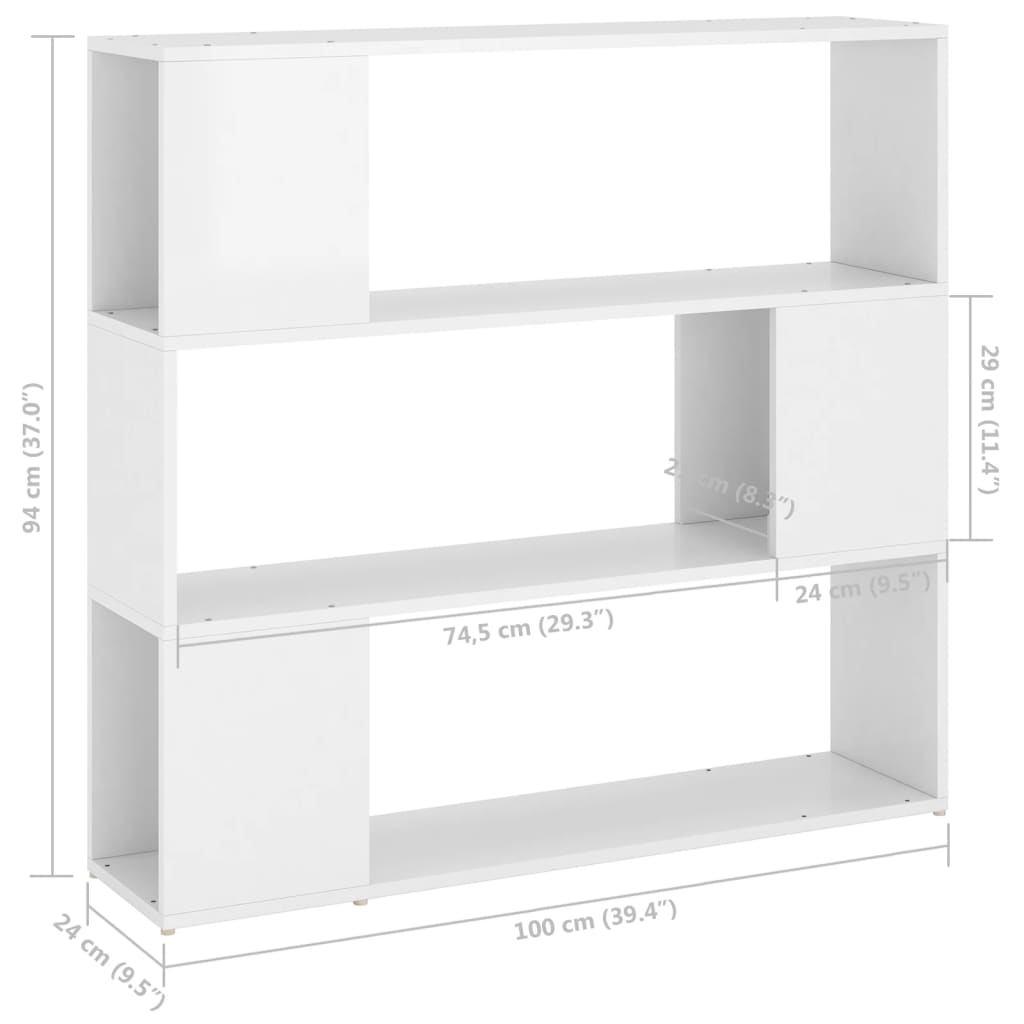 Bibliothèque/Séparateur de pièce Blanc brillant 100x24x94 cm - XIOS