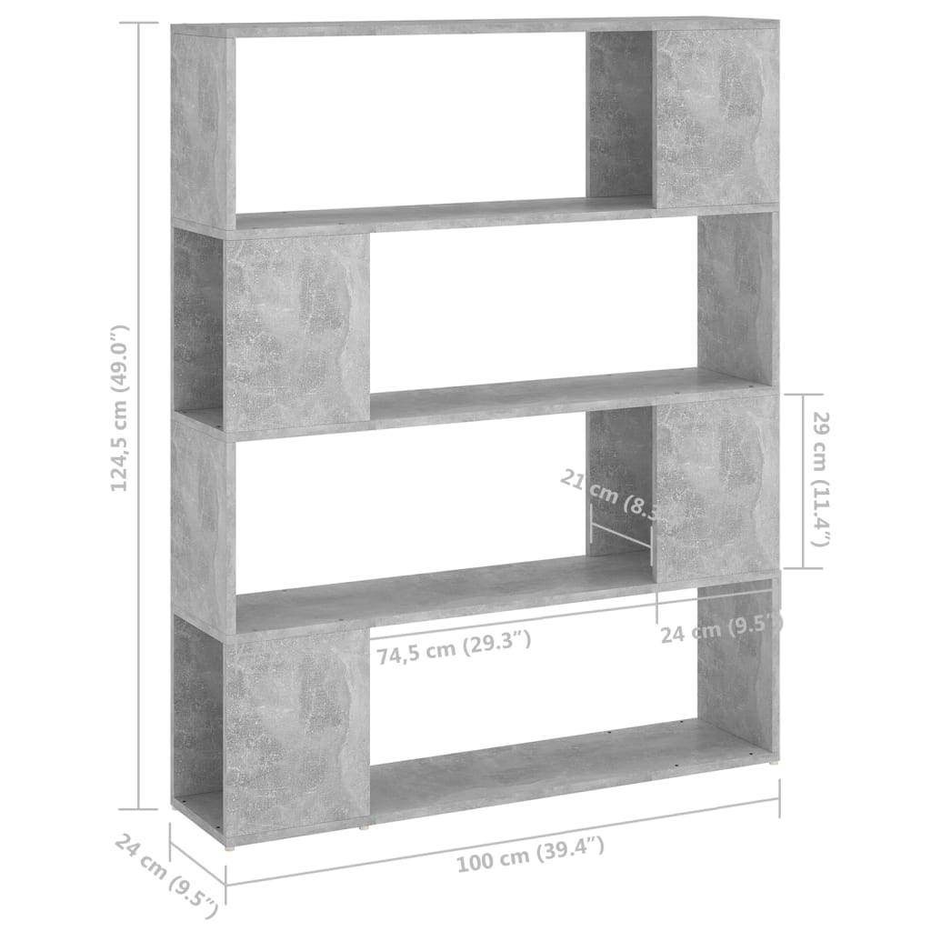 Bibliothèque/Séparateur de pièce Gris béton 100x24x124 cm - XIOS