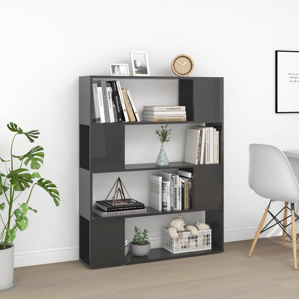 Bibliothèque/Séparateur de pièce Gris brillant 100x24x124 cm - XIOS