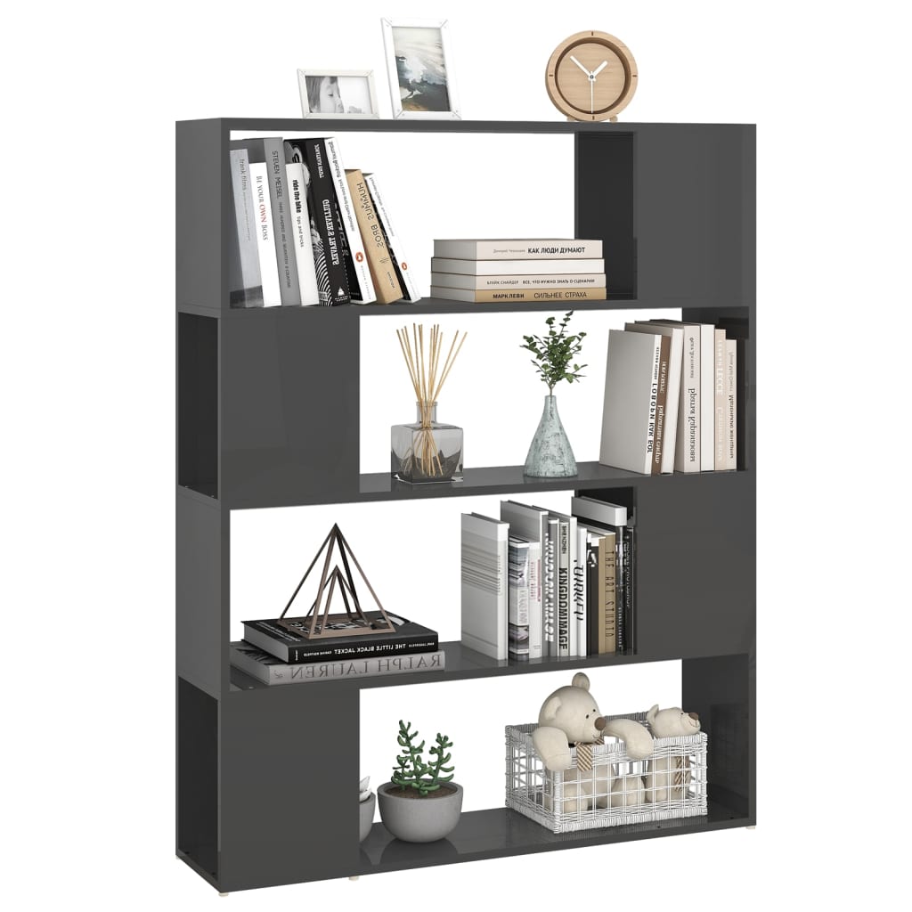 Bibliothèque/Séparateur de pièce Gris brillant 100x24x124 cm - XIOS