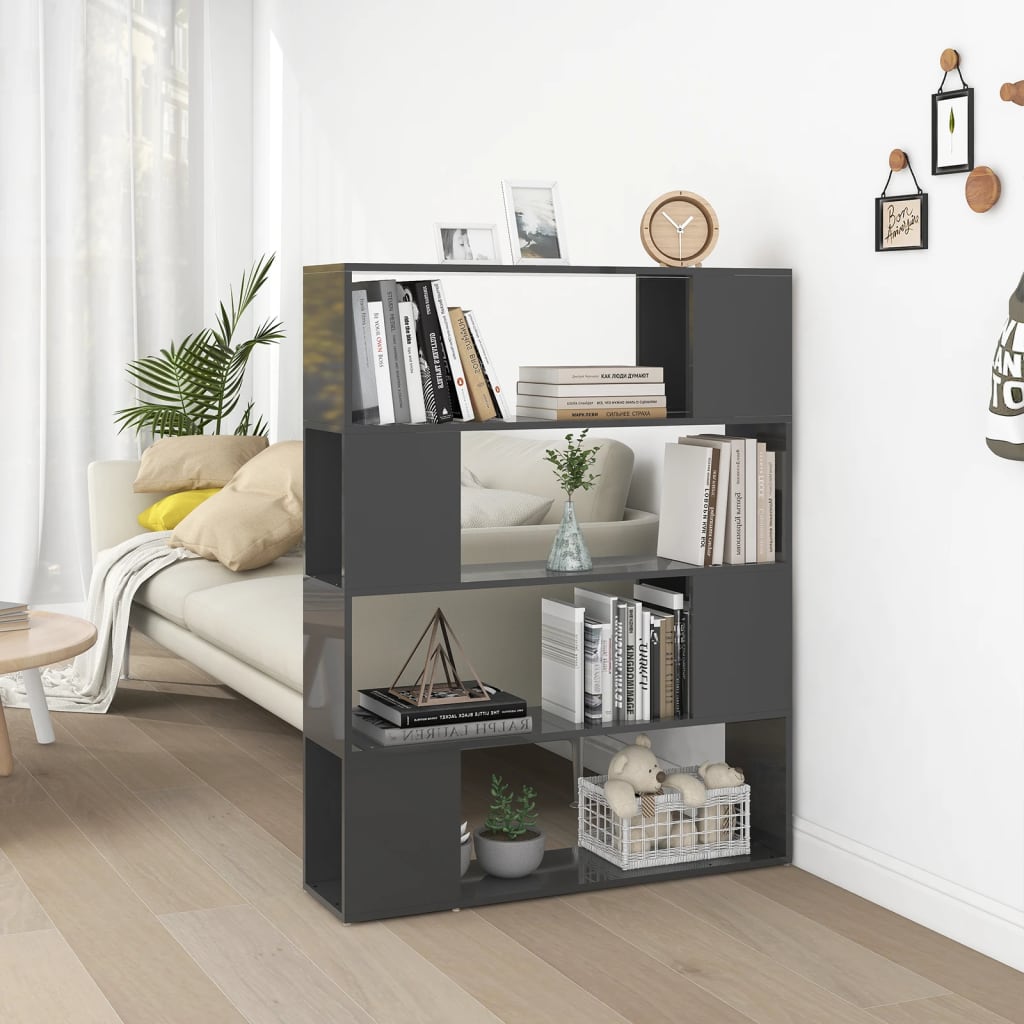 Bibliothèque/Séparateur de pièce Gris brillant 100x24x124 cm - XIOS