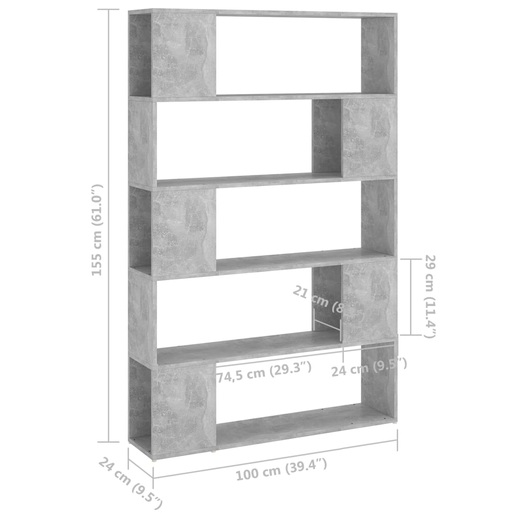 Bibliothèque de séparation Gris béton Bois d'ingénierie - XIOS