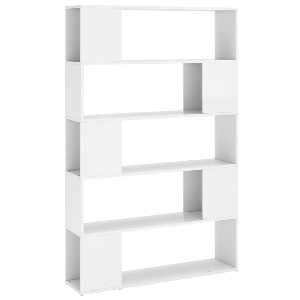Bibliothèque séparateur de pièce blanc brillant bois ingénierie - XIOS