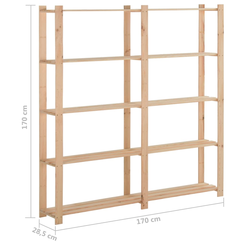 Étagère de stockage 5 niveaux 170x28,5x170cm Bois de pin massif - XIOS