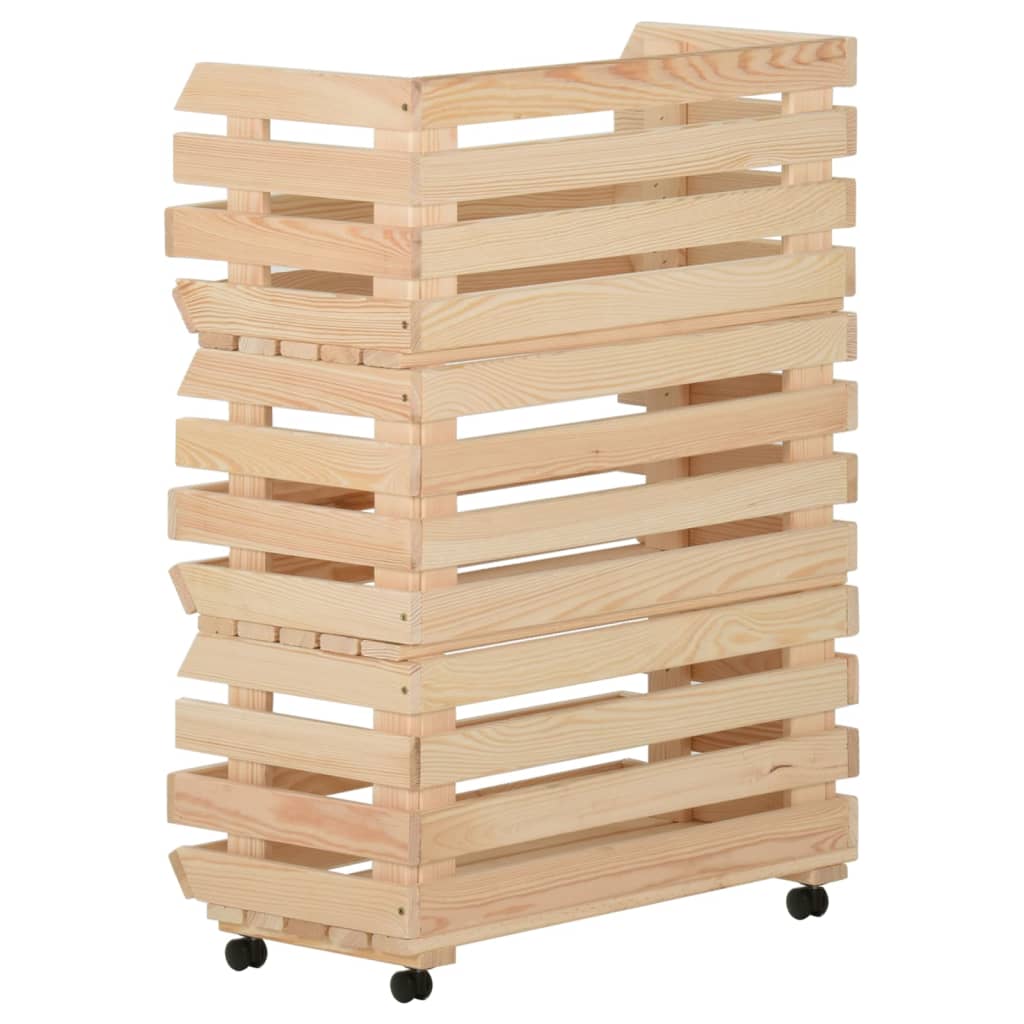 Chariot à légumes 57x30x80 cm Bois de pin solide - XIOS