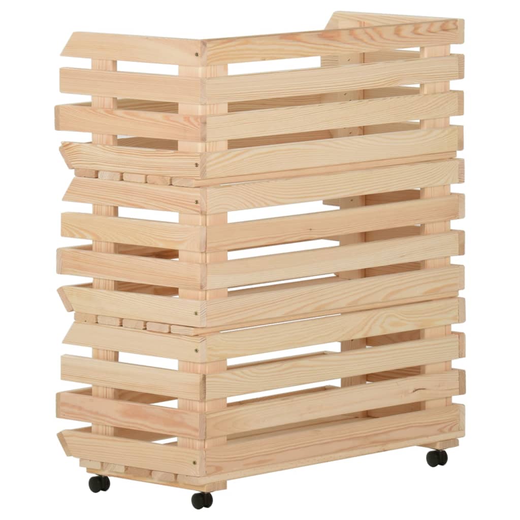 Chariot à légumes 77x30x80 cm Bois de pin solide - XIOS