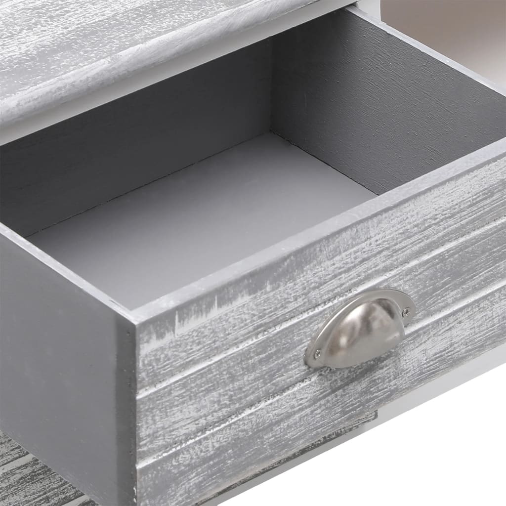 Meuble TV Blanc et gris 108x30x40 cm Bois de Paulownia solide - XIOS