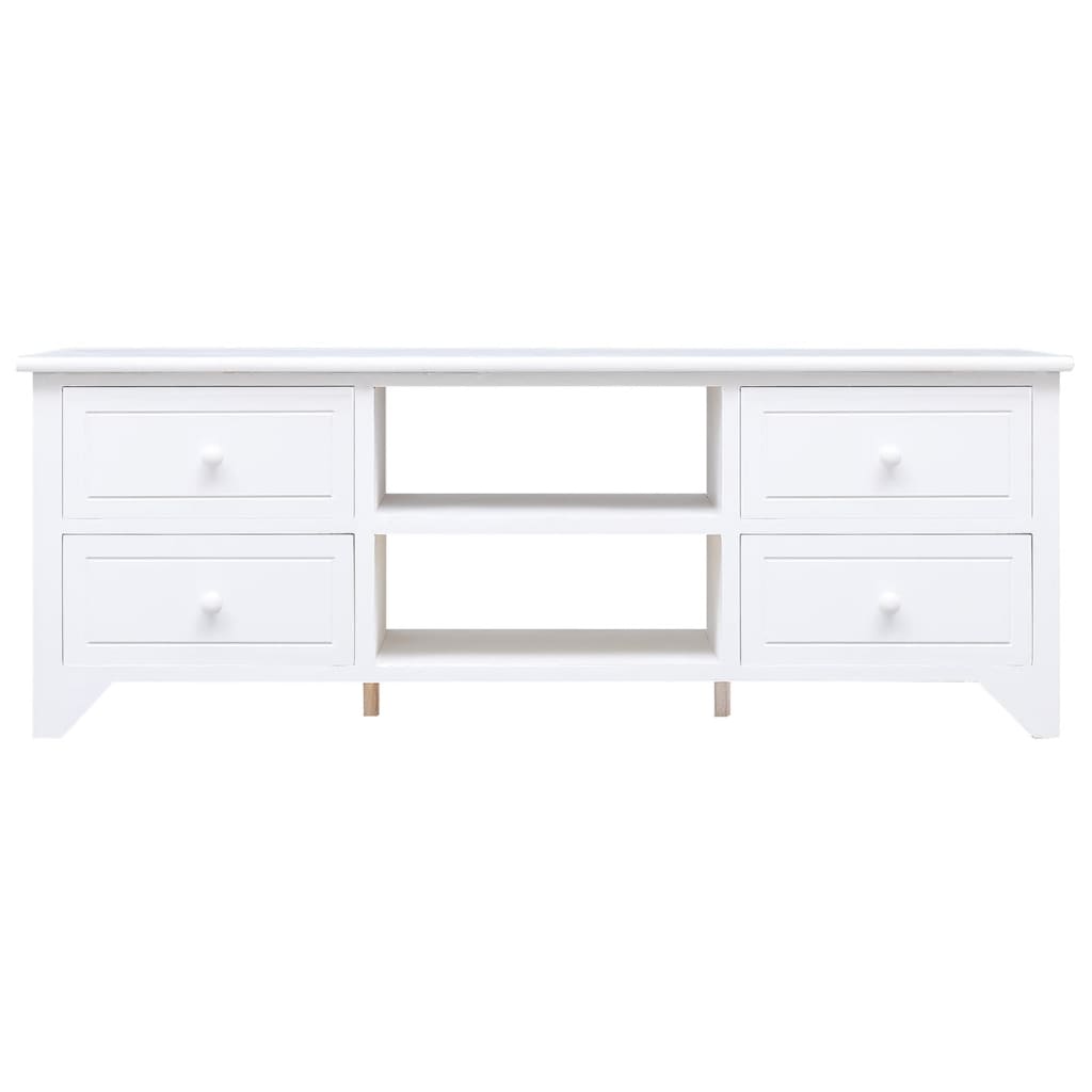 Meuble TV Blanc 108x30x40 cm Bois de Paulownia solide - XIOS