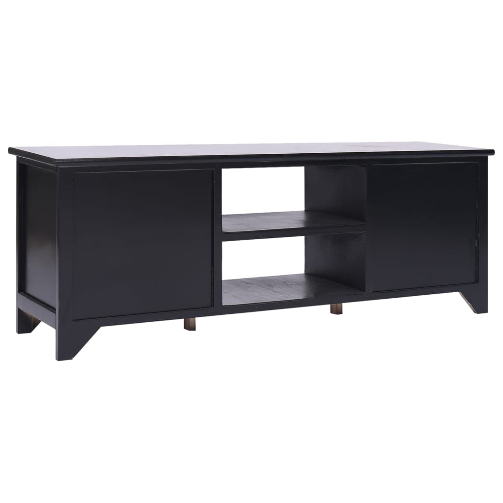 Meuble TV Noir 108x30x40 cm Bois de Paulownia solide - XIOS