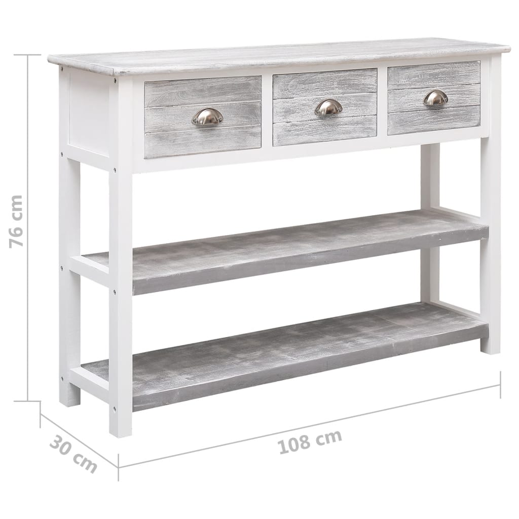 Buffet Gris antique 108x30x76 cm Bois de Paulownia massif - XIOS