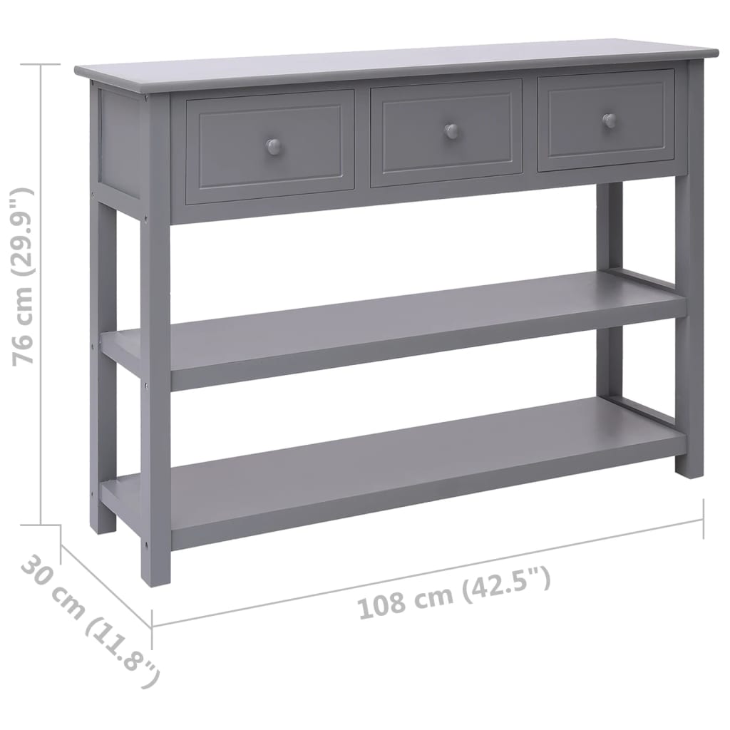 Buffet Gris 108x30x76 cm Bois de Paulownia massif - XIOS