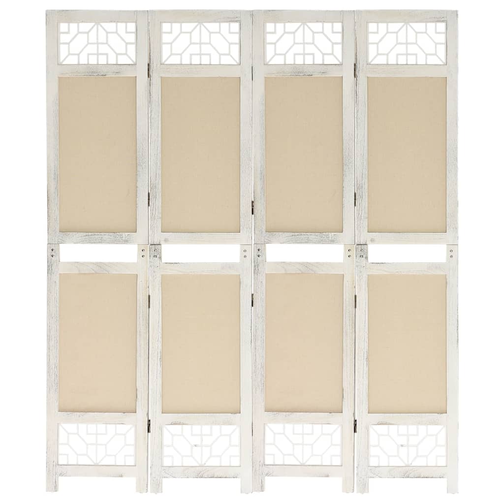 Cloison de séparation 4 panneaux Crème 140x165 cm Tissu XIOS