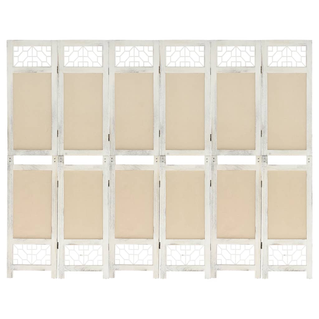 Cloison de séparation 6 panneaux Crème 210x165 cm Tissu XIOS