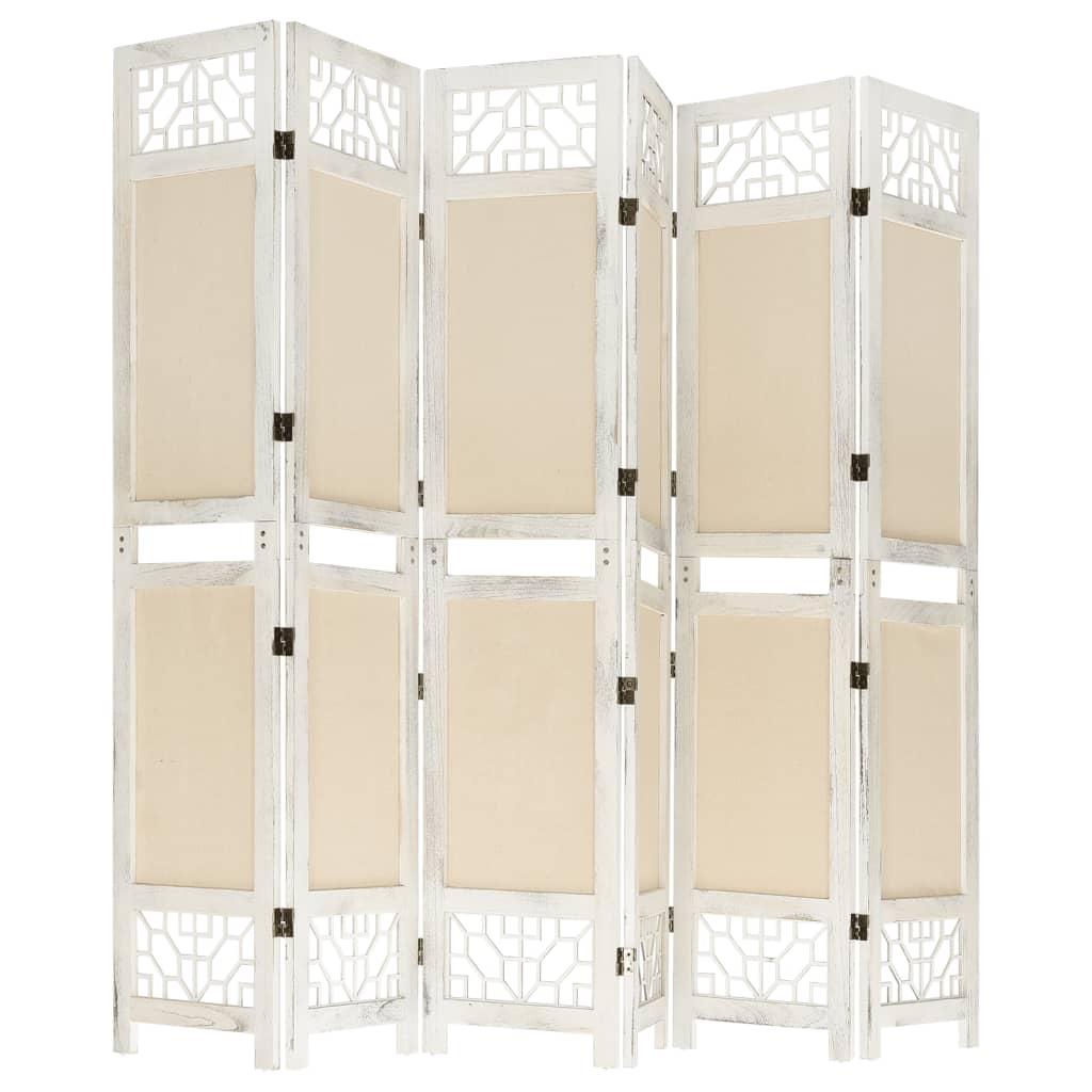 Cloison de séparation 6 panneaux Crème 210x165 cm Tissu - XIOS