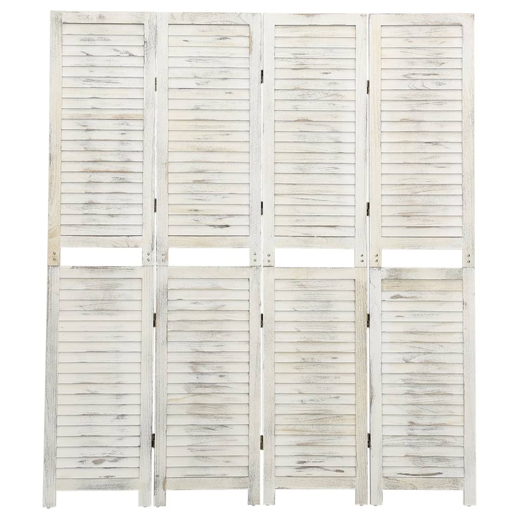 Cloison de séparation 4 panneaux Blanc antique 140x165 cm Bois Séparateurs de pièces vidaXL