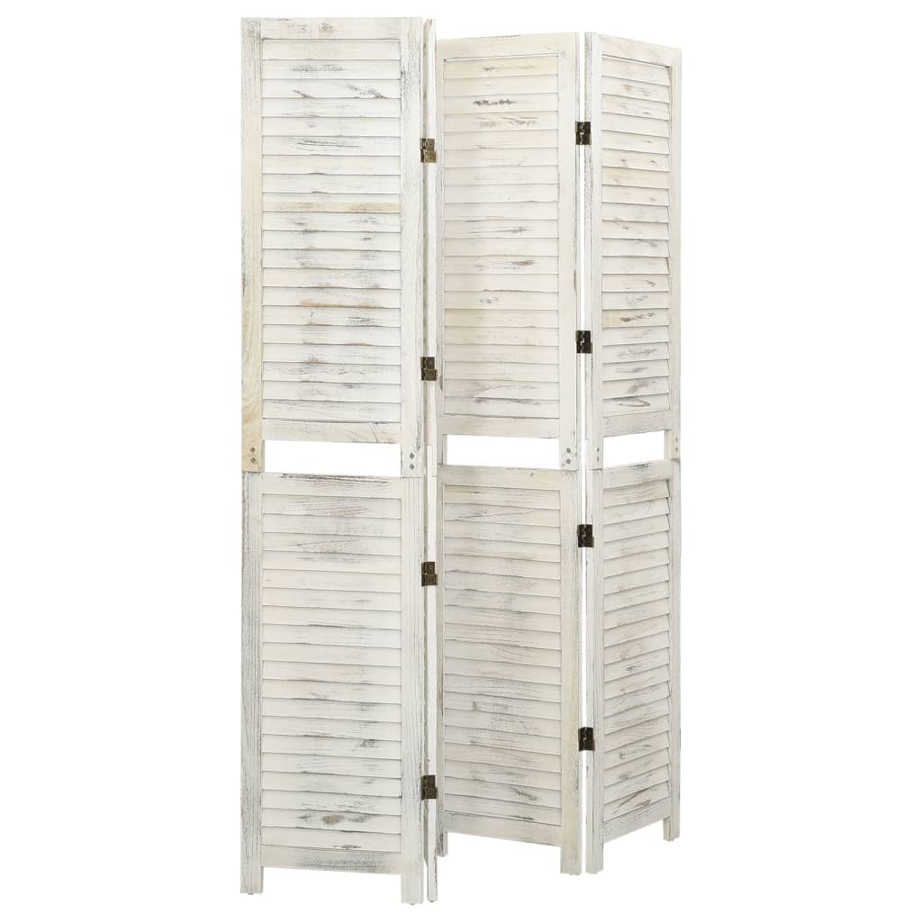 Cloison de séparation 4 panneaux Blanc antique 140x165 cm Bois Séparateurs de pièces vidaXL