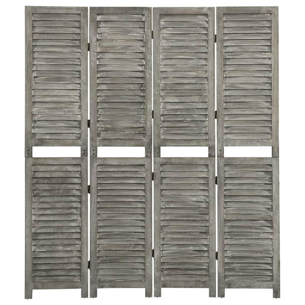Cloison de séparation 4 panneaux Gris 143x166 cm Bois solide Séparateurs de pièces vidaXL