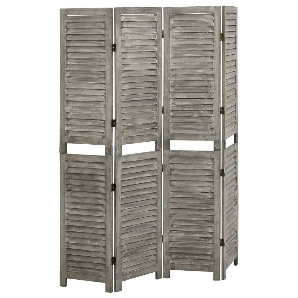 Cloison de séparation 4 panneaux Gris 143x166 cm Bois solide Séparateurs de pièces vidaXL