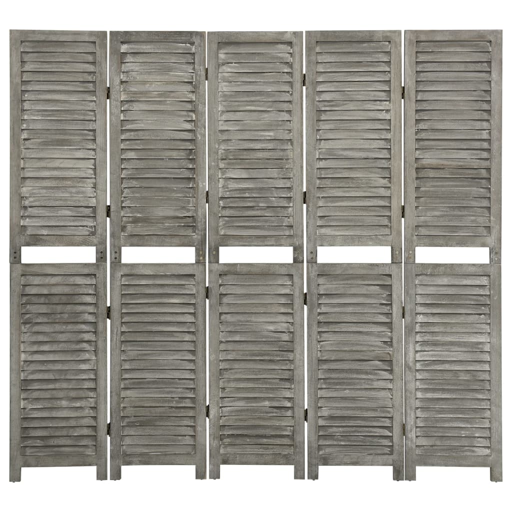 Cloison de séparation 5 panneaux Gris 179x166 cm Bois solide XIOS
