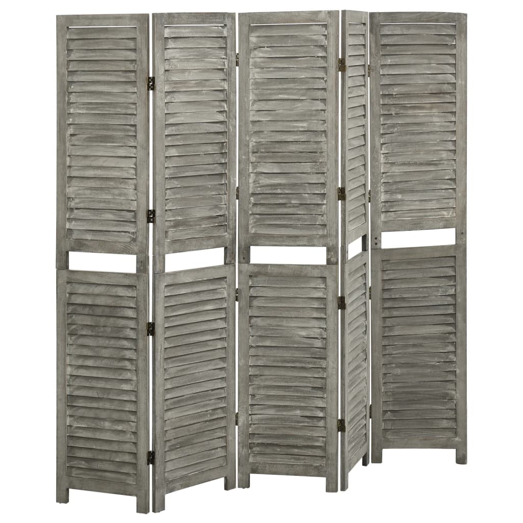 Cloison de séparation 5 panneaux Gris 179x166 cm Bois solide - XIOS