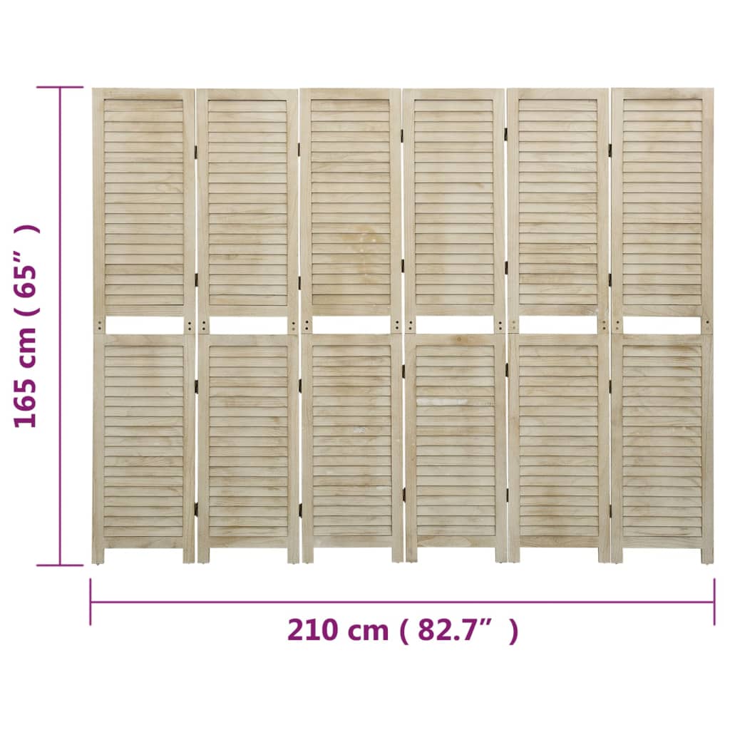 Cloison de séparation 6 panneaux 210x165 cm Bois de Paulownia - XIOS