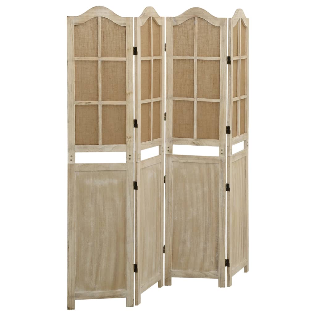 Cloison de séparation 4 panneaux Marron 140x165 cm Tissu XIOS