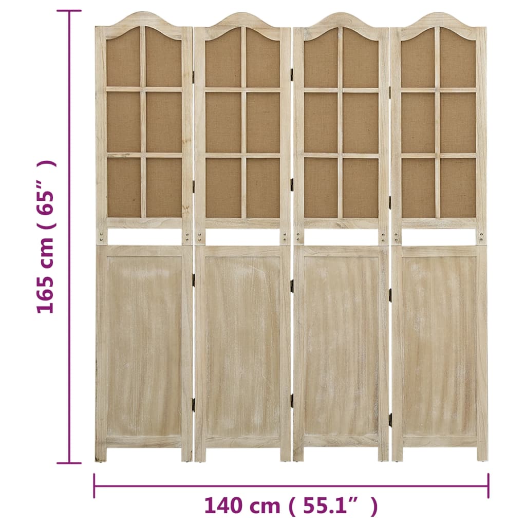 Cloison de séparation 4 panneaux Marron 140x165 cm Tissu - XIOS