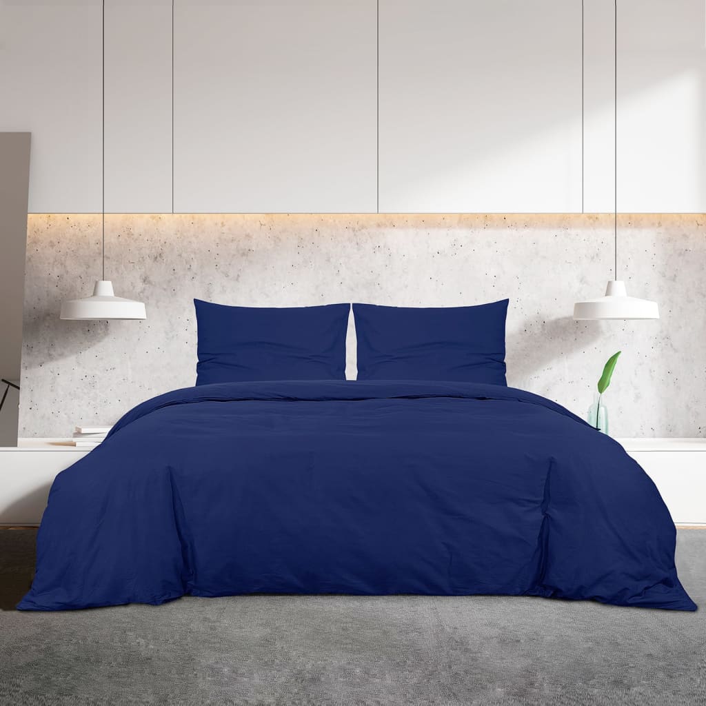 Ensemble de housse de couette Bleu marine 225x220 cm Microfibre Housses de couette vidaXL