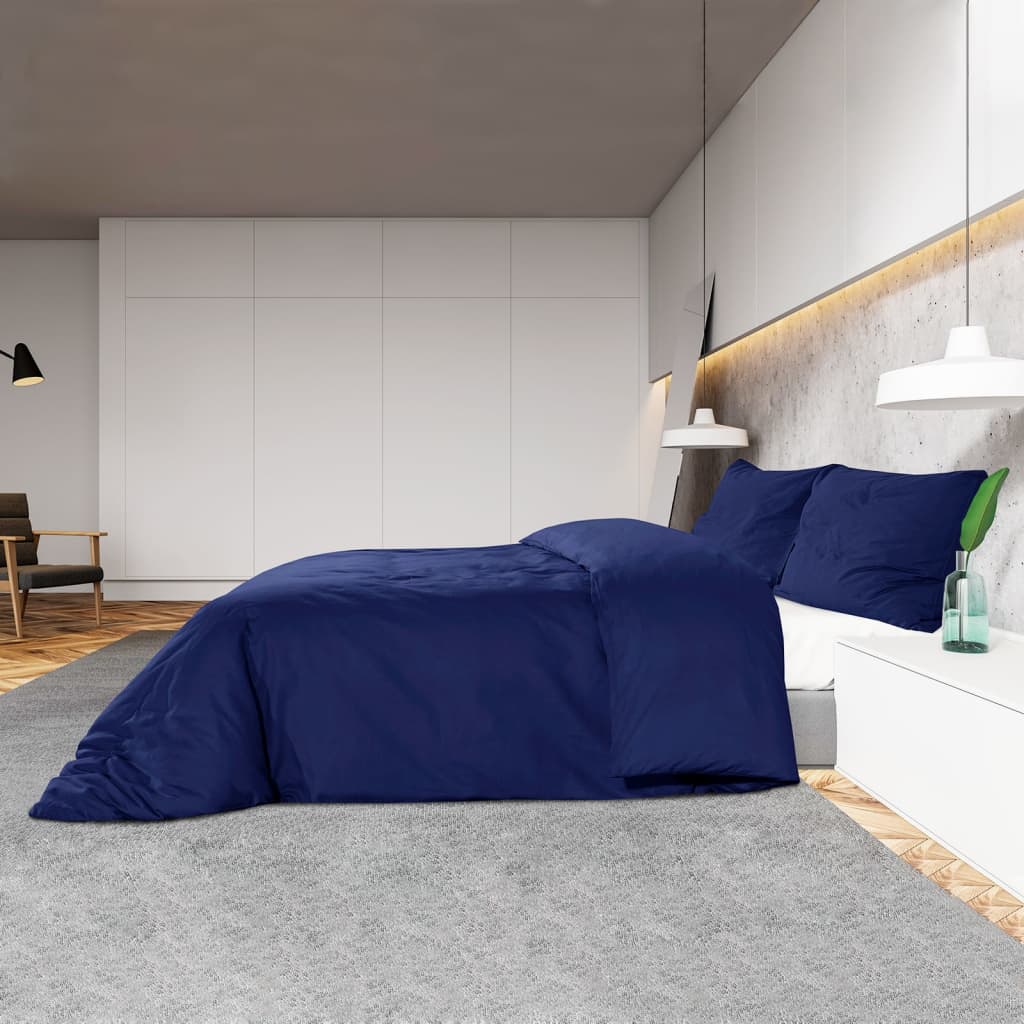 Ensemble de housse de couette Bleu marine 225x220 cm Microfibre Housses de couette vidaXL