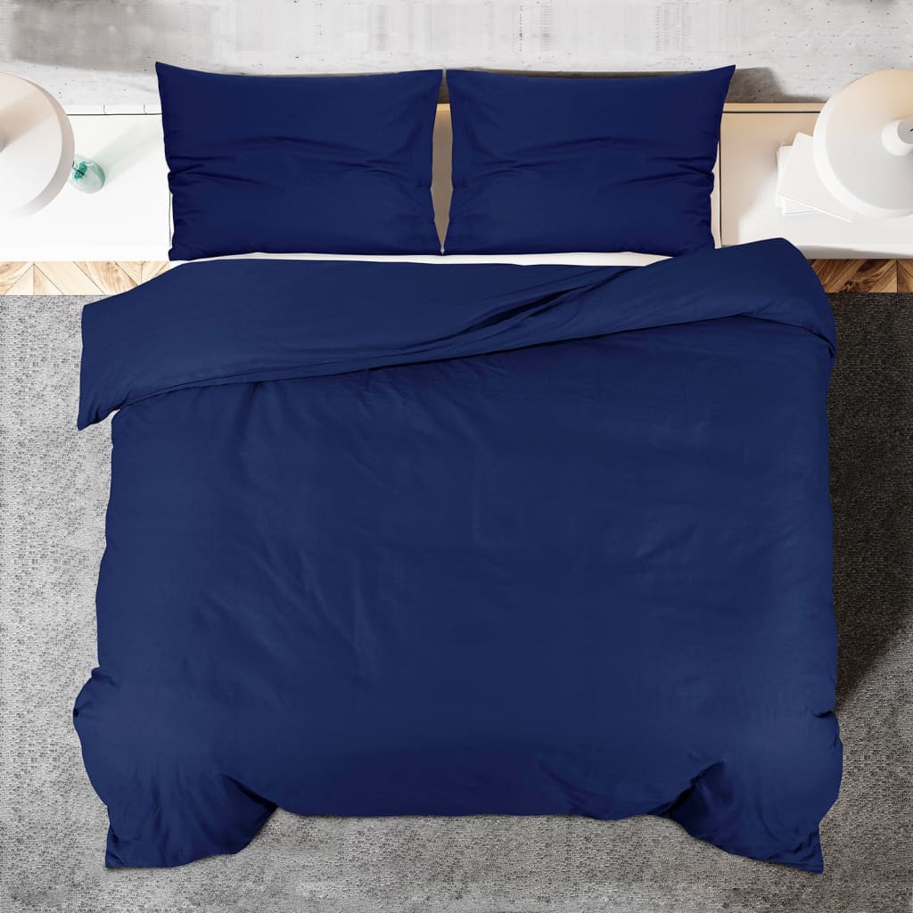 Ensemble de housse de couette Bleu marine 225x220 cm Microfibre Housses de couette vidaXL