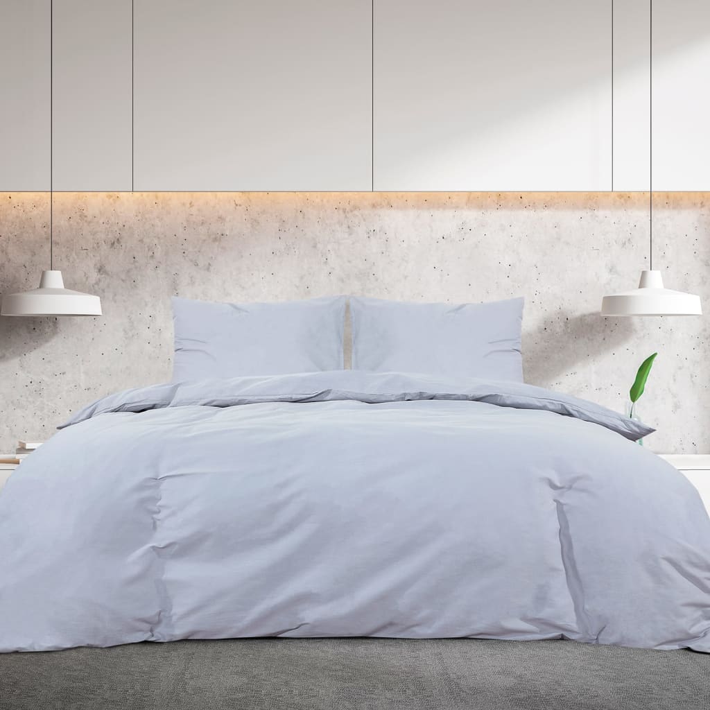 Ensemble de housse de couette Gris 240x220 cm Coton Housses de couette vidaXL
